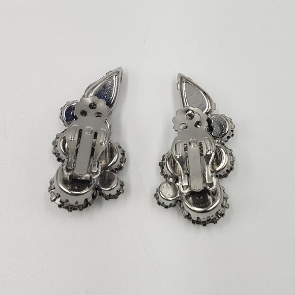 Vintage Clear Rhinestone Earrings Clip On - Picture 4 of 5